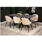 Piazza Dining Table - 180*90*75 - spraystone / Black, Velvet Dining Chair - Beige / Black_6