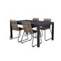 Marbella Tabell 160/240 - Svart / Svart, Lindos Stapelbar stol - Svart Aluminium / Latte Rep_4