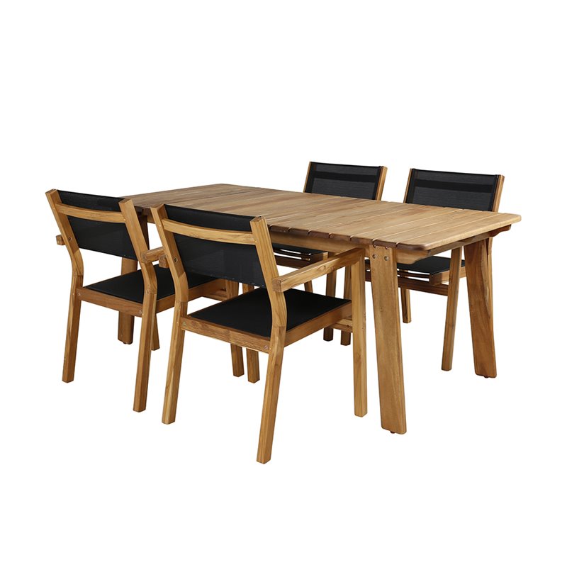 Marion mat bord - 180 * 90 * H74 - Acacia, Venedig Stackingstol - Teak / svart Textilene_4