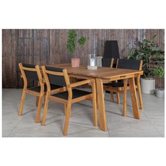 Marion mat bord - 180 * 90 * H74 - Acacia, Venedig Stackingstol - Teak / svart Textilene_4