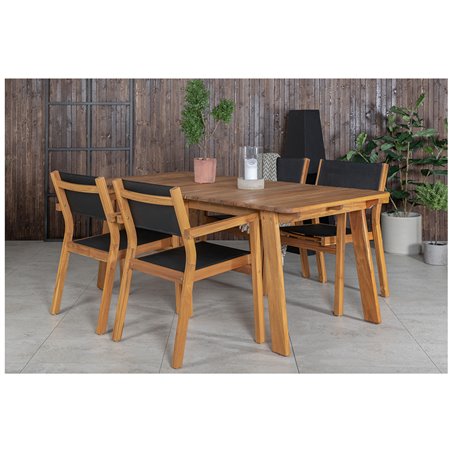 Marion mat bord - 180 * 90 * H74 - Acacia, Venedig Stackingstol - Teak / svart Textilene_4