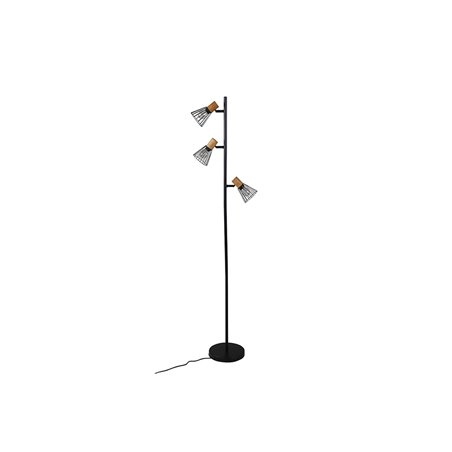 Golvlampa Atticus 20x140cm - Svart / Natur/Trä