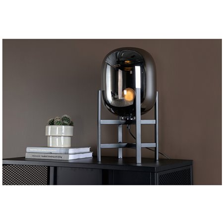 Altair Bordlampe metal sort, glas rav D260H450