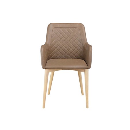 Ruokapöydän tuoli Como 2-Pack - Ruskea / Luonnollinen - Keinonahka / Tammi