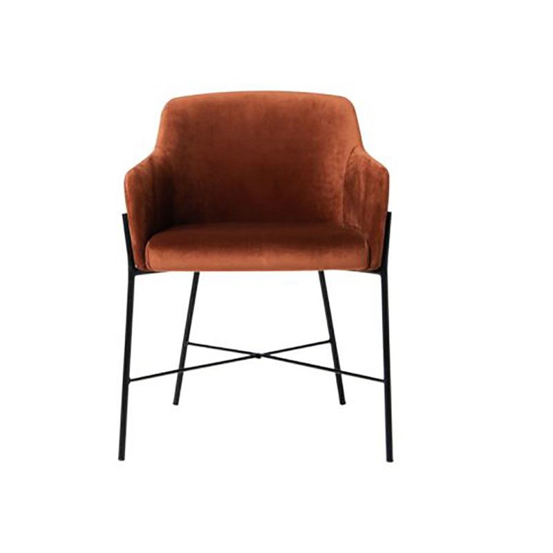 Spisestuestol Lea h 2-Pak - Orange / Rust / Sort - Velour