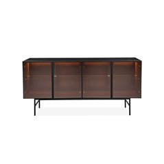 Skänk/Sideboard med Belysning - Monterry 180x42x90 - Svart - Metall/Ask/Glas