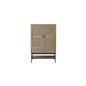 Vitrineskab Raffles 145x40x95cm - Natur / Sort - Eg / Rattan / Metal