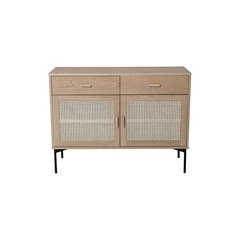 Skänk/Sideboard Raffels 120x40x90cm Natur/Svart - Ek/Trä/Rotting/Metall