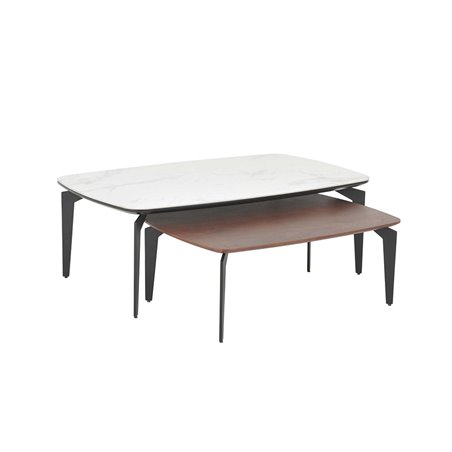 Sofabord Bergamo 85x59cm - Natur / Sort - Valnøddefiner / Træ / Metal