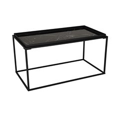 Soffbord Grace 80x42cm - Svart - Marmorlaminerat Glas/Metall