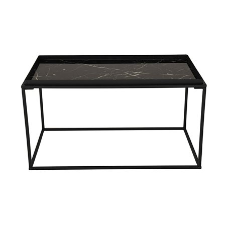 Soffbord Grace 80x42cm - Svart - Marmorlaminerat Glas/Metall