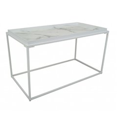 Soffbord Grace 80x42cm - Vit - Marmorlaminerat Glas/Metall