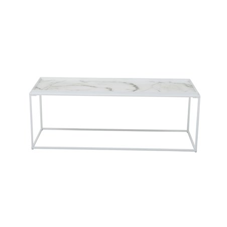 Soffbord Grace 122x42cm - Vit - Marmorlaminerat Glas/Metall