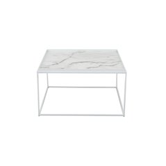 Soffbord Grace 80x80cm - Vit - Marmorlaminerat Glas/Metall