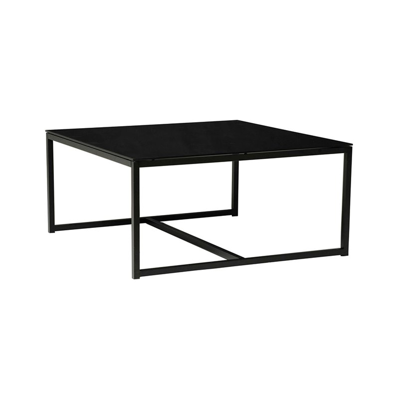 Soffbord Pierre - 100x100x48cm - Svart - Glas/Metall