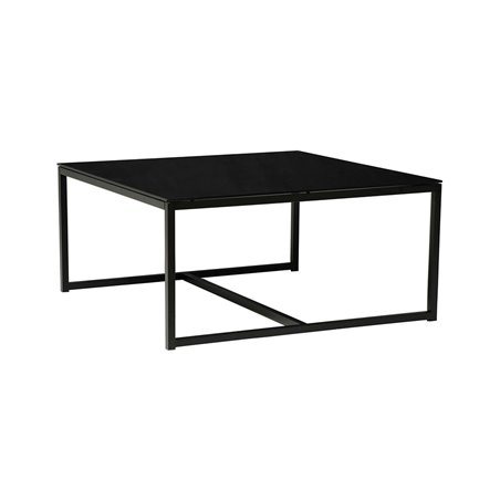 Soffbord Pierre - 100x100x48cm - Svart - Glas/Metall