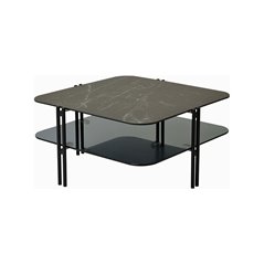 Soffbord Sivan - 80x80x42cm - Svart - Keramik/Glas/Metall