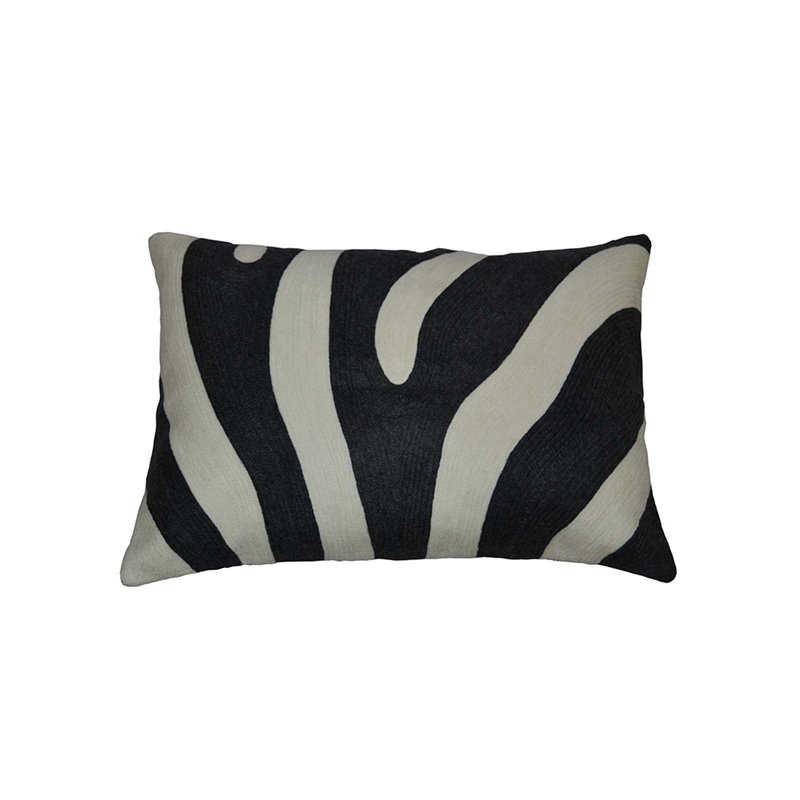 Pude Zebra - 60x40 - Sort / Hvid / Offwhite - Dun