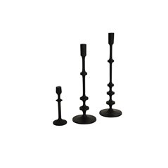 Ljusstake 3-Set - Roxy - 9x9x25cm + 14x14x46cm + 14x14x52cm - Svart - Metall