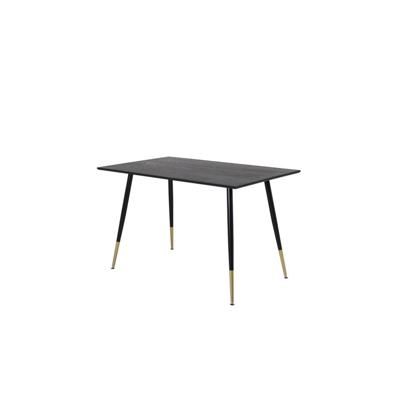 Dipp Dining Table - 120 cm - Black Veneer - Black Legs w. Brass dipp