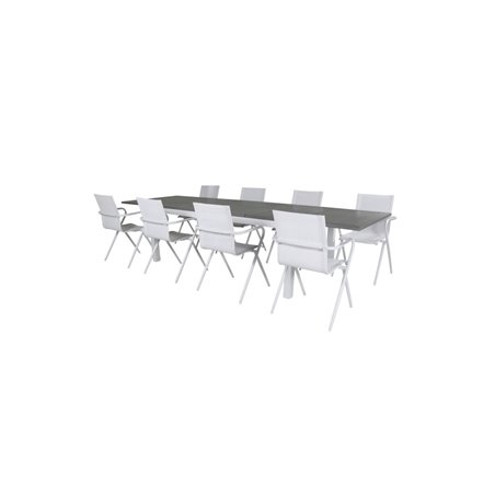 Albany bord - 224/324 - Vit / Gråalina Matsalstol - Vit Aluminium / Vit Textilene_8