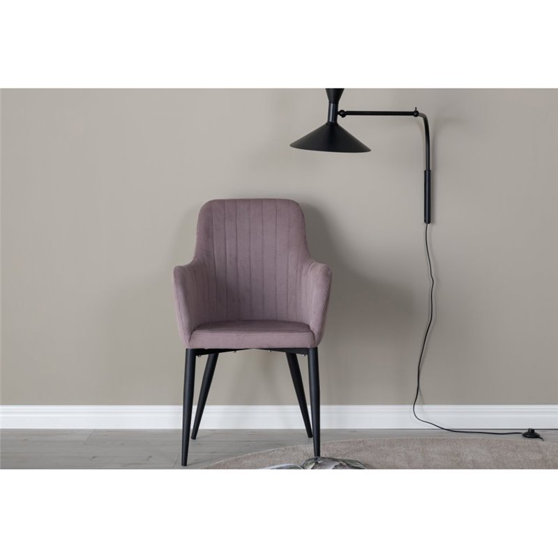 Comfort Dining Chair - Black Legs / Dusty Pink Cordutoy