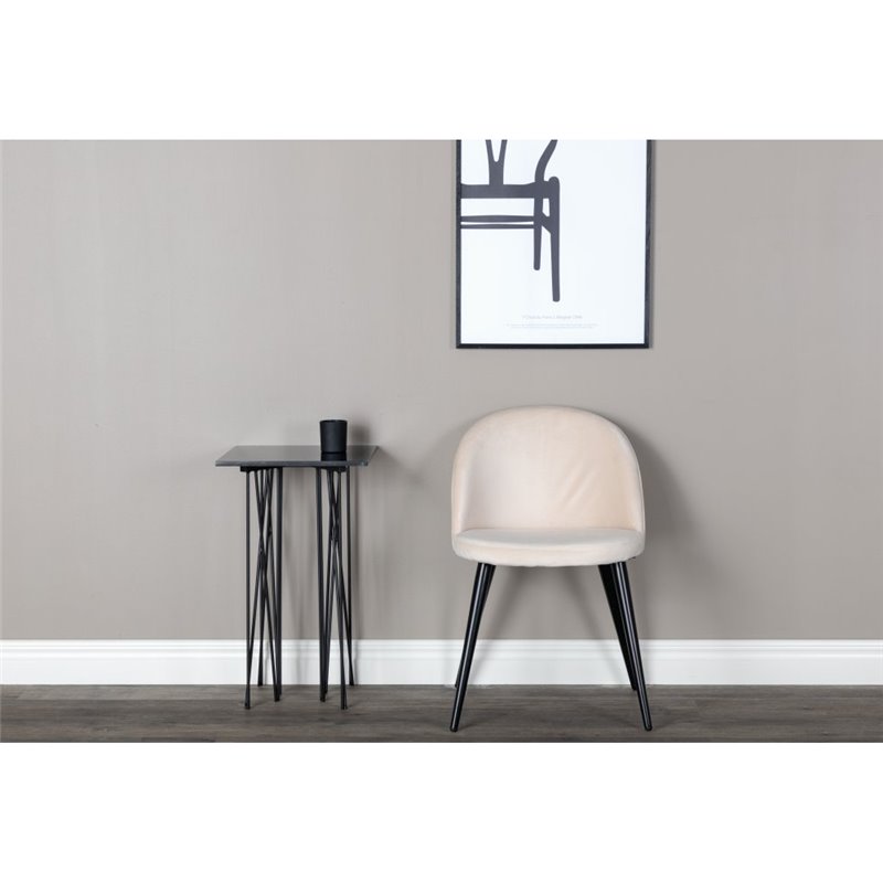 Velvet Dining Chair - Beige / Black