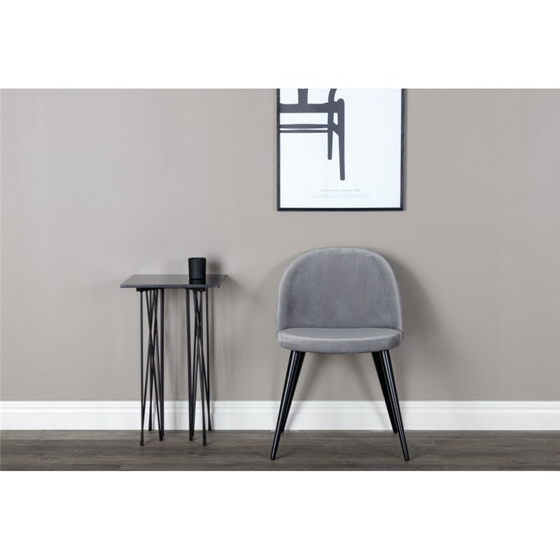 Velvet Dining Chair - Light Grey / Black