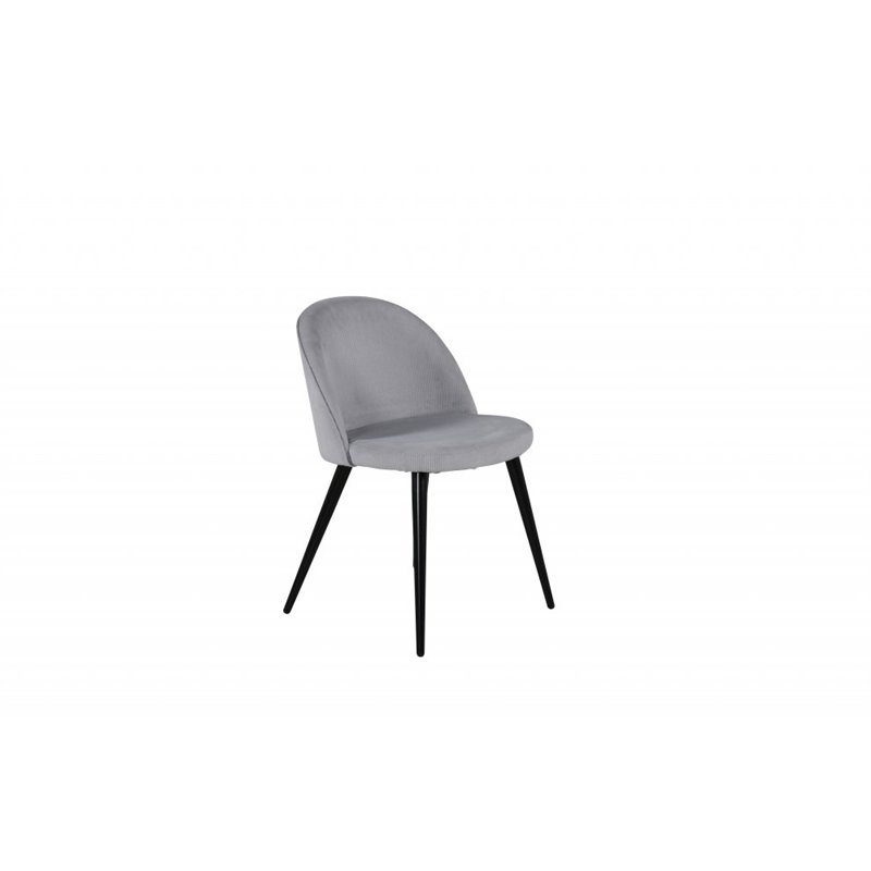 Velvet Dining Chair Corduroy - Light Grey / Black