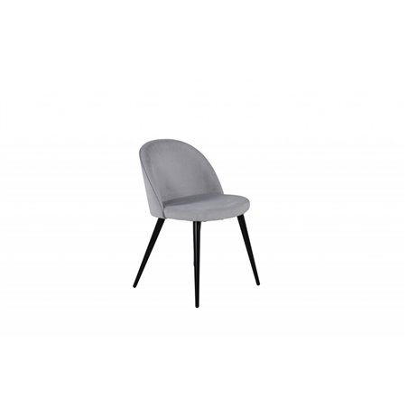 Velvet Dining Chair Corduroy - Light Grey / Black