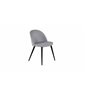 Velvet Dining Chair Corduroy - Light Grey / Black