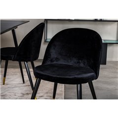 Matstol / Köksstol Velvet 2-Pack - Svart Sammet / Mässing