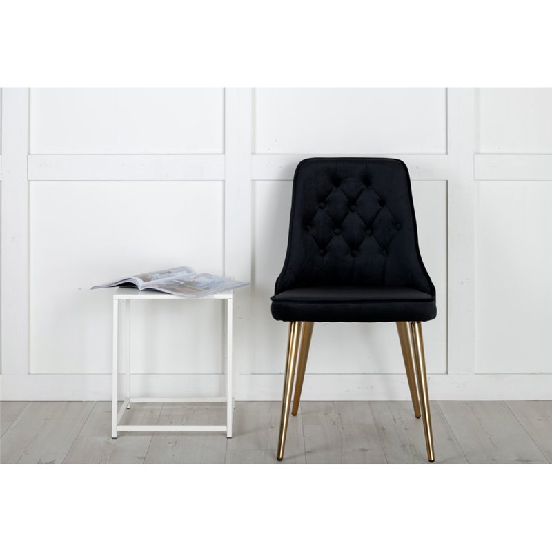 Velvet Deluxe Chair - Black/Matt Brass Leg