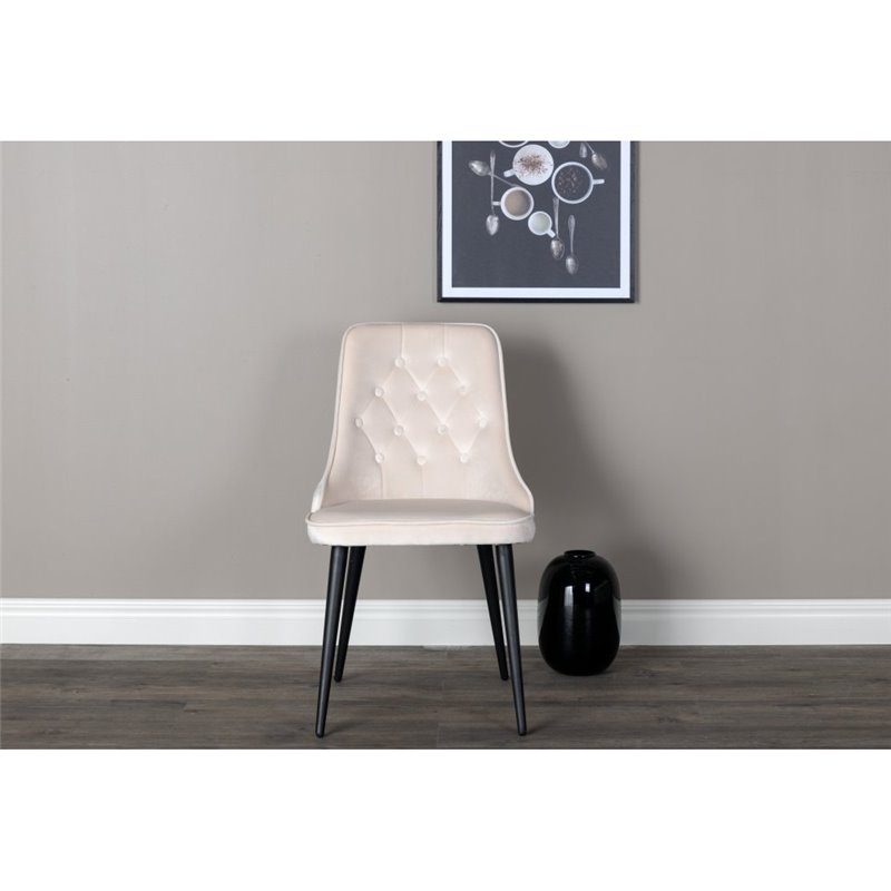 Velvet Deluxe Dining Chair - Sorte ben / Beige fløjl