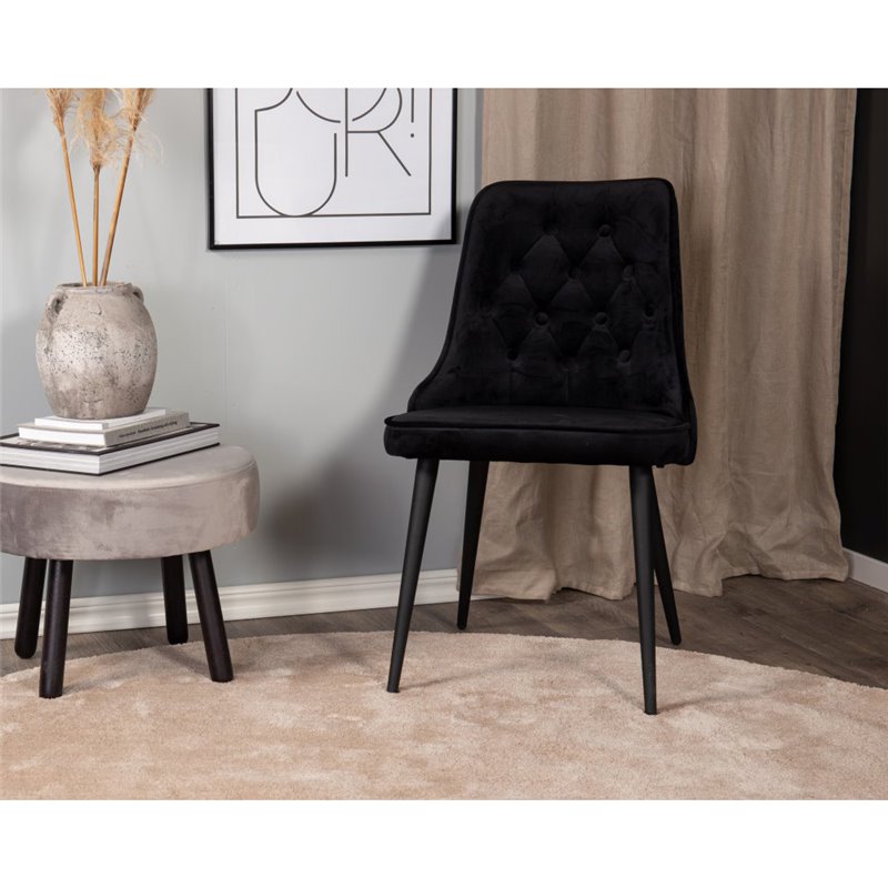 Velvet Deluxe Dining Chair - Black legs/ Black velvet