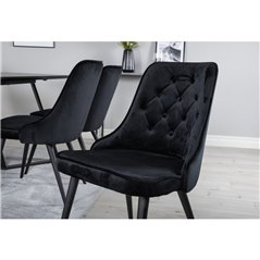 Velvet Deluxe Dining Chair - Sorte ben / Sort fløjl