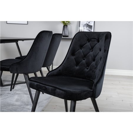 Velvet Deluxe Dining Chair - Black legs/ Black velvet