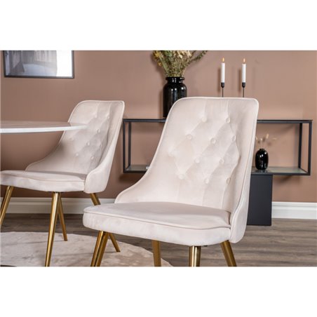 Velvet Deluxe Dining Chair - Brushed brass leg / Beige Velvet