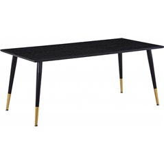 Dipp Dining Table - 180*90cm - Black Veneer / black legs w brass dipp