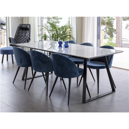 Estelle Dining Table Table 200*90 White Marble / Black Legs