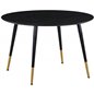 Dipp Dining Table - 115cm - Black Veneer / black legs w brass dipp