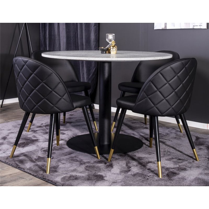 Razzia Dining Table 106cm -White Terazzo / Black