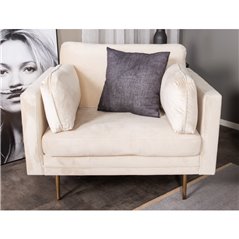 Fåtölj Boom Sammet - Beige / Creme