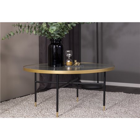 Bubbles Sofa Table ø98 - Brass / Pressed Glass