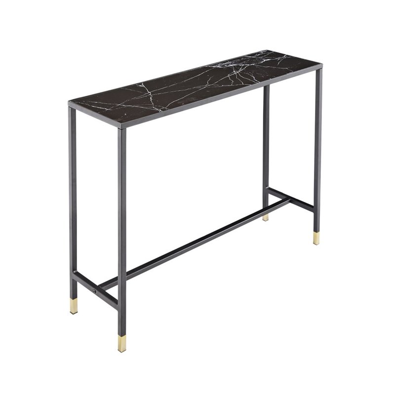 Dipp Side Table with Shelf100*30*75 - Black / Brass