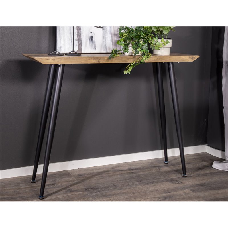 Edge Side Table - Black / vintage Teak-look