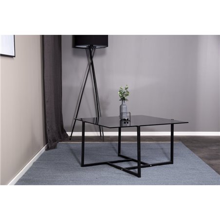 Hybrid Sofa Table - Black / Grey Smokey Glass 80*80cm