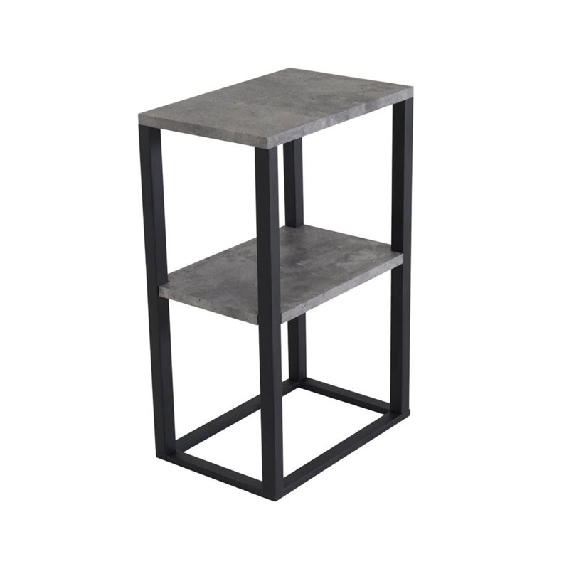 Sengebord Rise Dobbelthylder 45 cm - Sort / Beton-Look