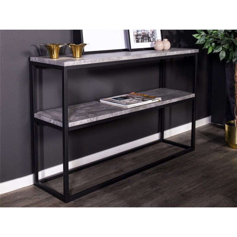 Purkauspöytä Rise Double Shelves 110 cm - Concrete-Look / musta