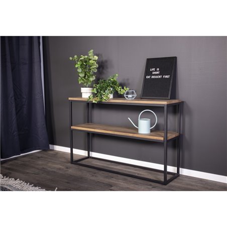 Purkauspöytä Rise Double Shelves 110 cm - Tiikki -Look / Musta